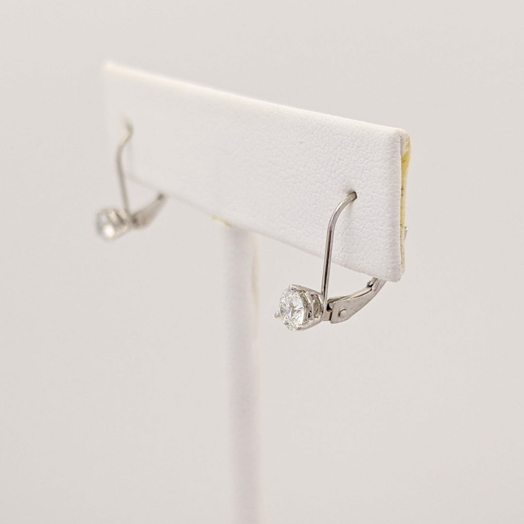 14K WHITE .46 CARAT TOTAL WEIGHT I1 I DIAMOND ROUND (2) LEVERBACK ESTATE EARRINGS 0.8 GRAMS