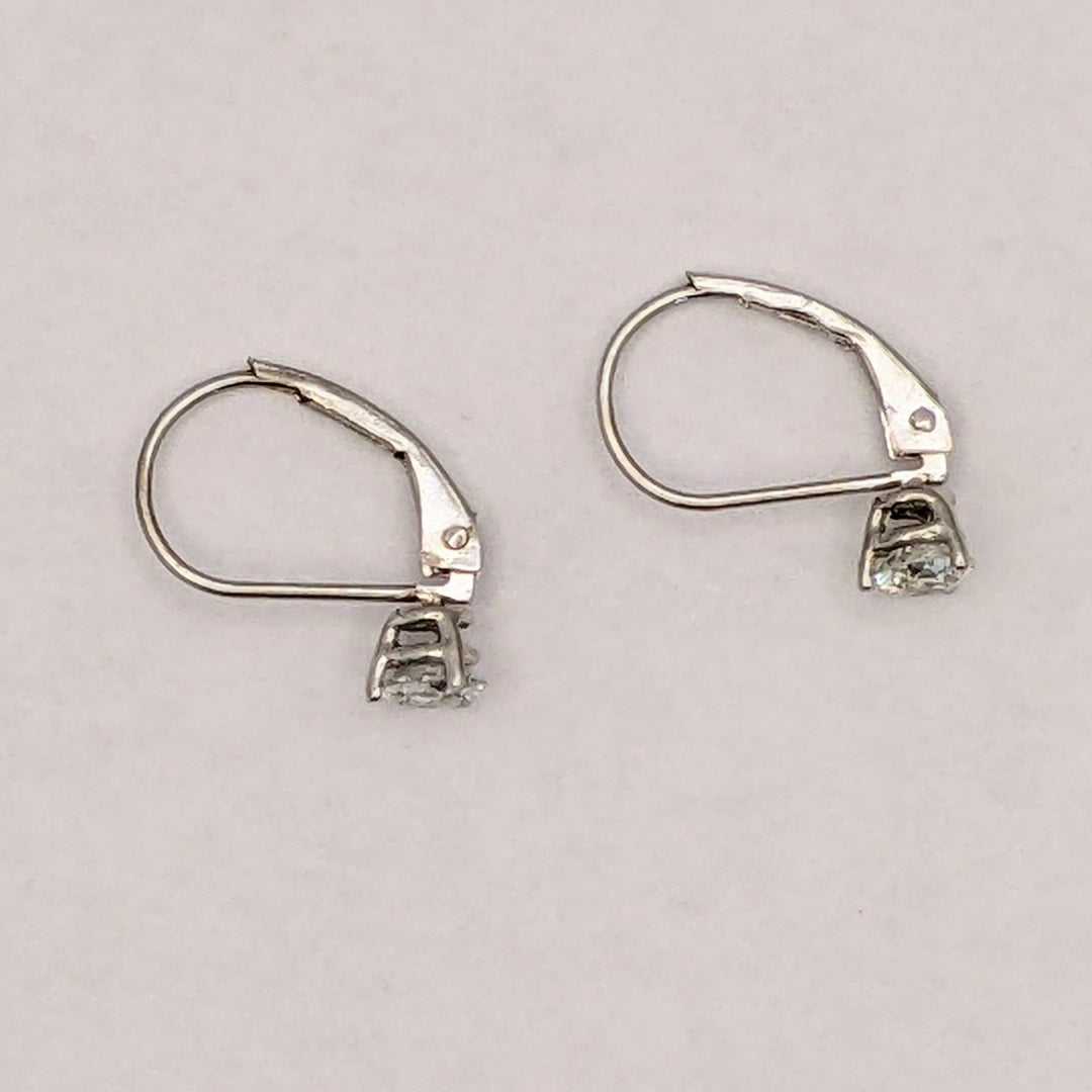 14K WHITE .46 CARAT TOTAL WEIGHT I1 I DIAMOND ROUND (2) LEVERBACK ESTATE EARRINGS 0.8 GRAMS