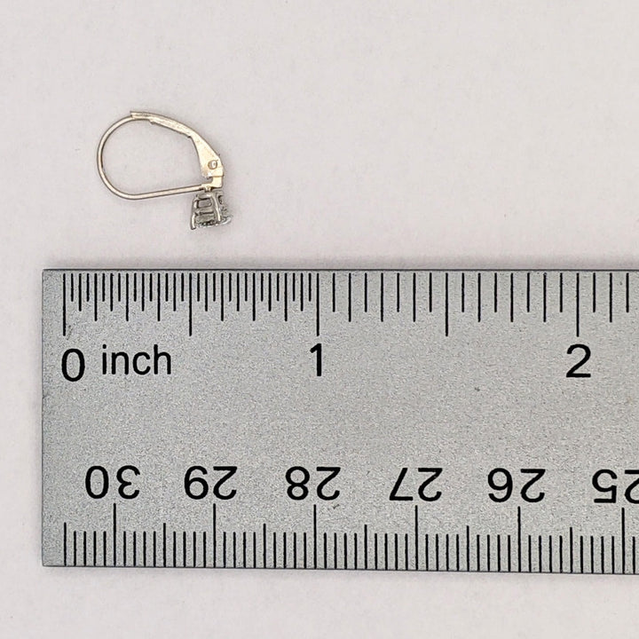 14K WHITE .46 CARAT TOTAL WEIGHT I1 I DIAMOND ROUND (2) LEVERBACK ESTATE EARRINGS 0.8 GRAMS