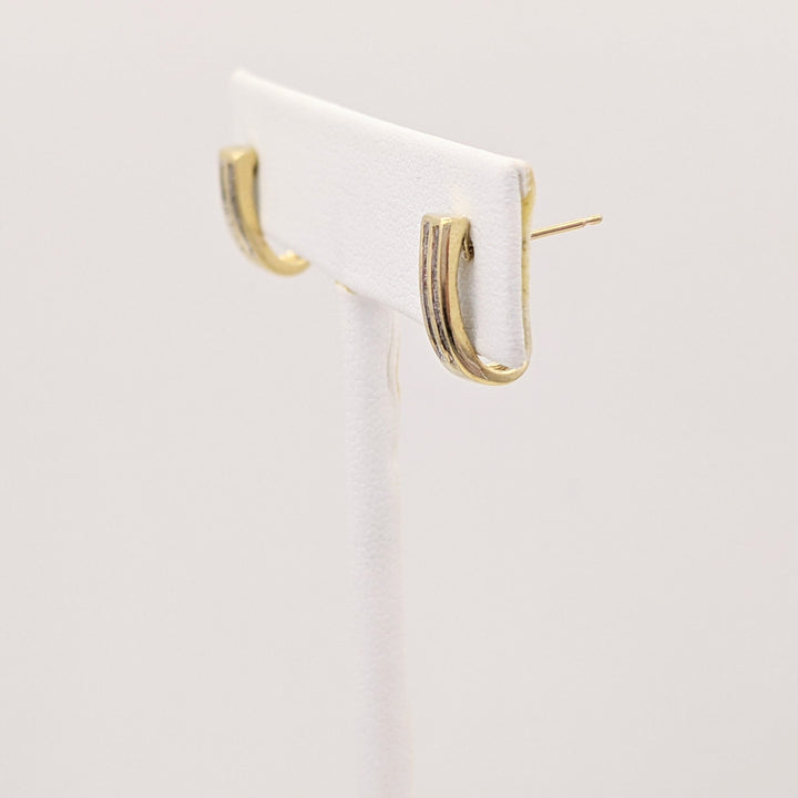 10K .24 CARAT TOTAL WEIGHT I1 I DIAMOND BAGUETTE (48) CHANNEL SET ESTATE J-HOOP EARRINGS 1.5 GRAMS