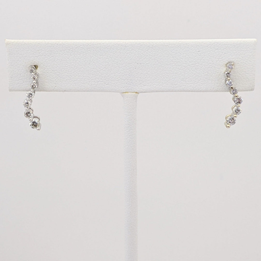 14K WHITE .33 CARAT TOTAL WEIGHT I1 I DIAMOND ROUND (14) ESTATE JOURNEY EARRINGS 1.6 GRAMS