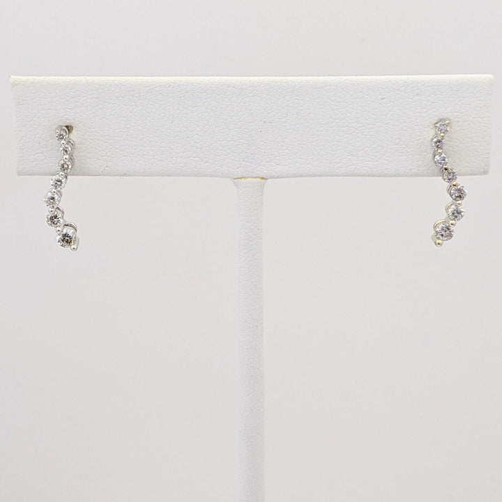 14K WHITE .33 CARAT TOTAL WEIGHT I1 I DIAMOND ROUND (14) ESTATE JOURNEY EARRINGS 1.6 GRAMS