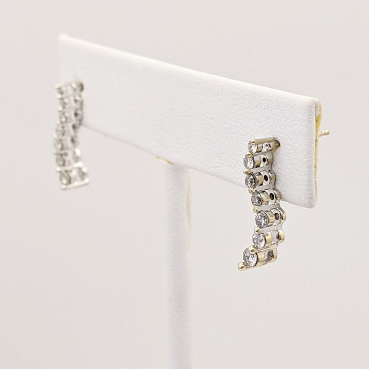 14K WHITE .33 CARAT TOTAL WEIGHT I1 I DIAMOND ROUND (14) ESTATE JOURNEY EARRINGS 1.6 GRAMS