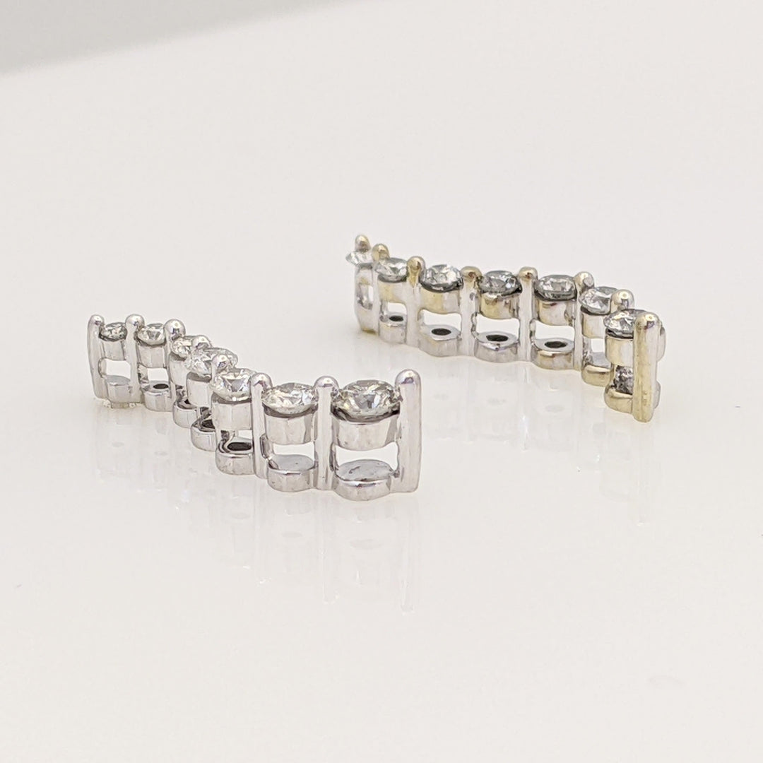 14K WHITE .33 CARAT TOTAL WEIGHT I1 I DIAMOND ROUND (14) ESTATE JOURNEY EARRINGS 1.6 GRAMS