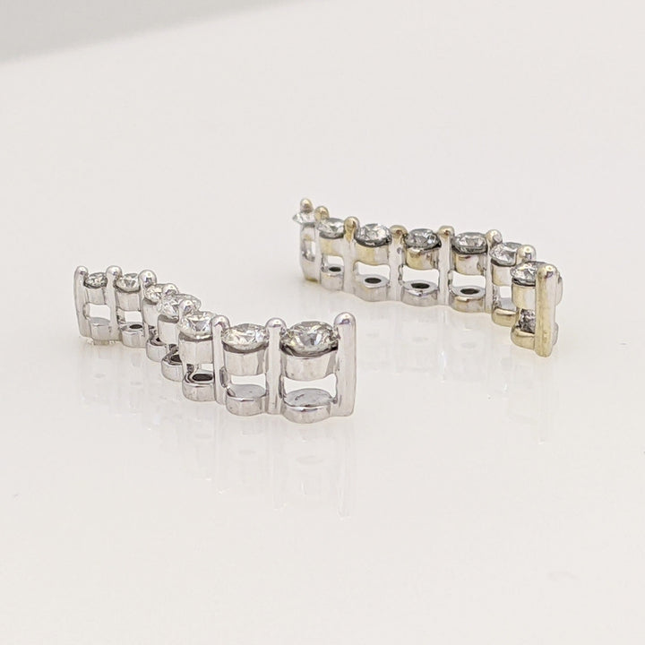 14K WHITE .33 CARAT TOTAL WEIGHT I1 I DIAMOND ROUND (14) ESTATE JOURNEY EARRINGS 1.6 GRAMS