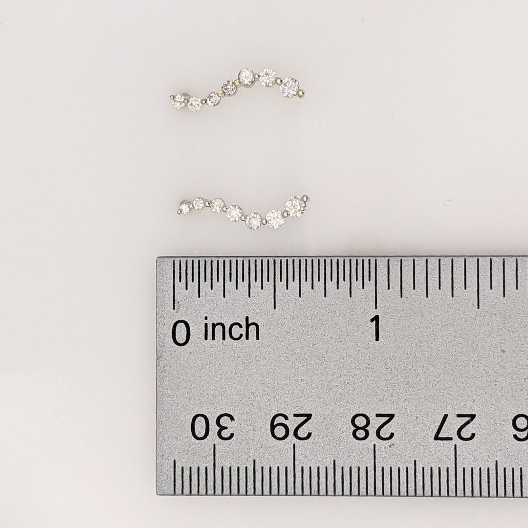 14K WHITE .33 CARAT TOTAL WEIGHT I1 I DIAMOND ROUND (14) ESTATE JOURNEY EARRINGS 1.6 GRAMS