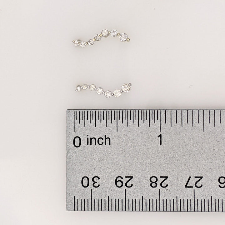 14K WHITE .33 CARAT TOTAL WEIGHT I1 I DIAMOND ROUND (14) ESTATE JOURNEY EARRINGS 1.6 GRAMS