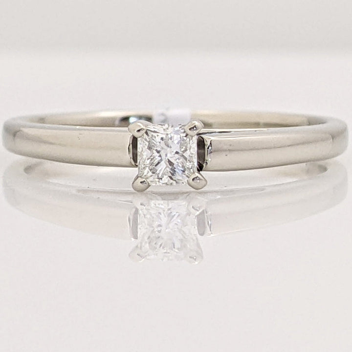14K WHITE .20 CARAT TOTAL I1 H DIAMOND PRINCESS CUT RAISED SHOULDER ESTATE RING 2.7 GRAMS