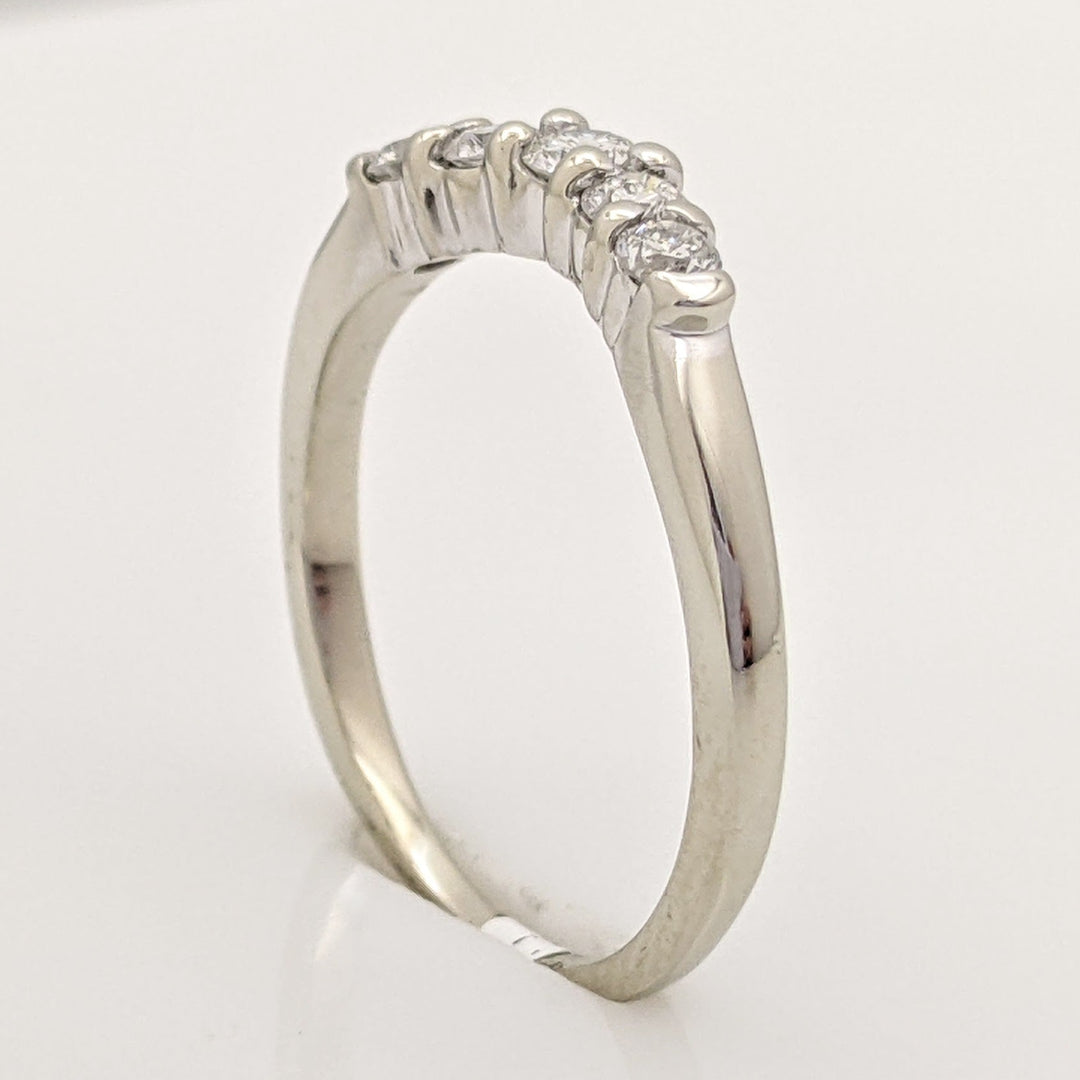 14K WHITE .27 CARAT TOTAL WEIGHT SI2 I DIAMOND ROUND (5) PRONG-SET CURVED ESTATE BAND 2.2 GRAMS