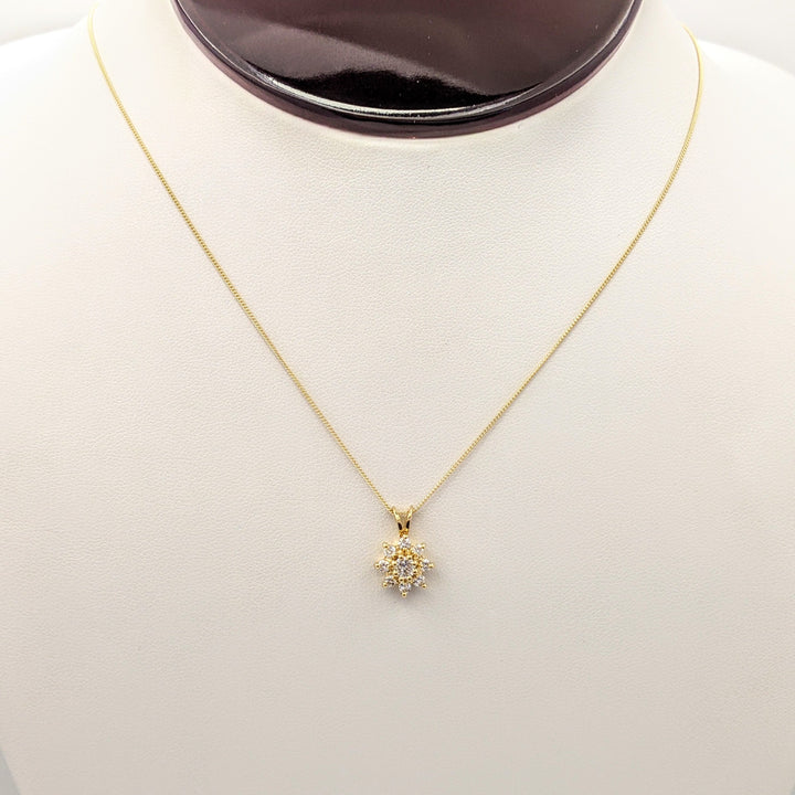 14K .40 CARAT TOTAL WIEGHT SI1-SI2 H DIAMOND ROUND (9) ESTATE PENDANT & CHAIN 2.1 GRAMS