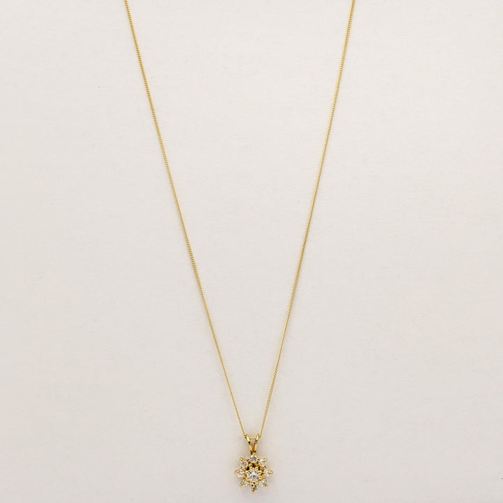 14K .40 CARAT TOTAL WIEGHT SI1-SI2 H DIAMOND ROUND (9) ESTATE PENDANT & CHAIN 2.1 GRAMS