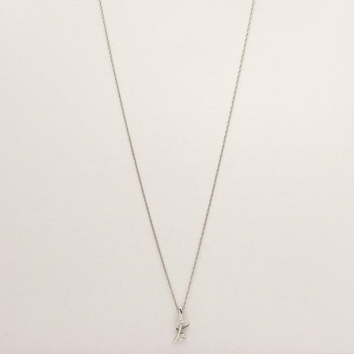 14K WHITE .06 CARAT TOTAL I1 H DIAMOND ROUND (1) FREE FORM PENDANT & CHAIN 1.3 GRAMS