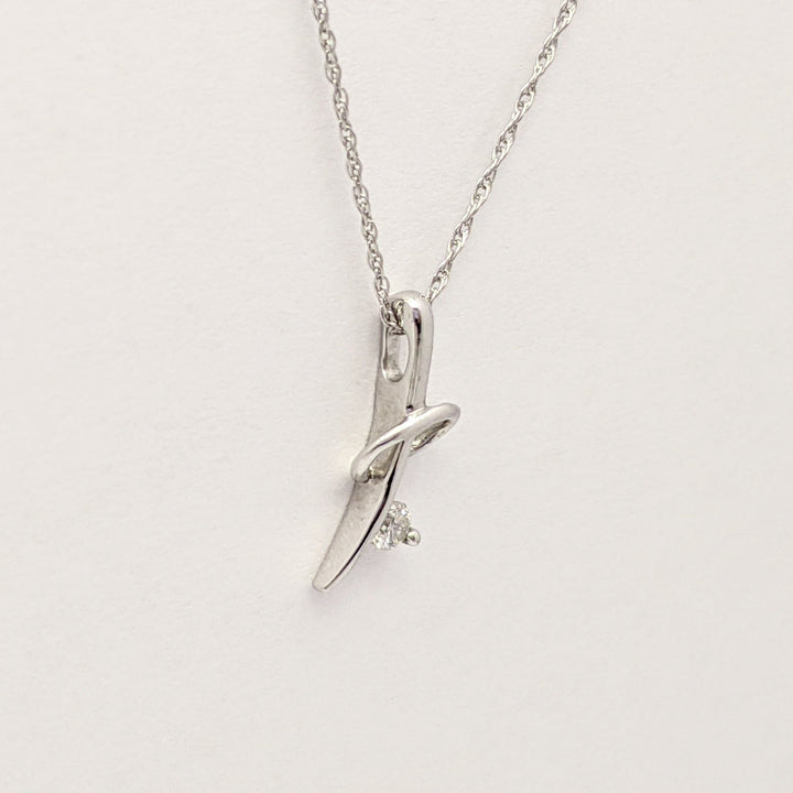 14K WHITE .06 CARAT TOTAL I1 H DIAMOND ROUND (1) FREE FORM PENDANT & CHAIN 1.3 GRAMS