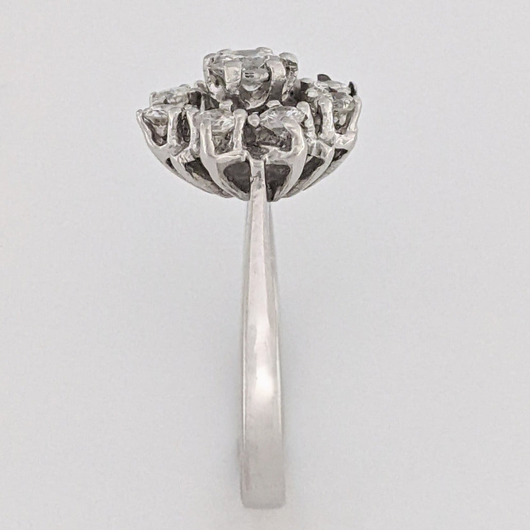 14K WHITE .50 CARAT TOTAL WEIGHT I1 H DIAMOND ROUND (9) ESTATE CLUSTER RING 3.2 GRAMS
