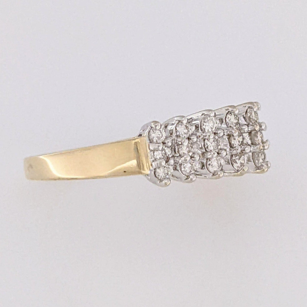 14K .55 CARAT TOTAL WEIGHT SI1 I DIAMOND ROUND (27) 3-ROW ESTATE RING 3.3 GRAMS