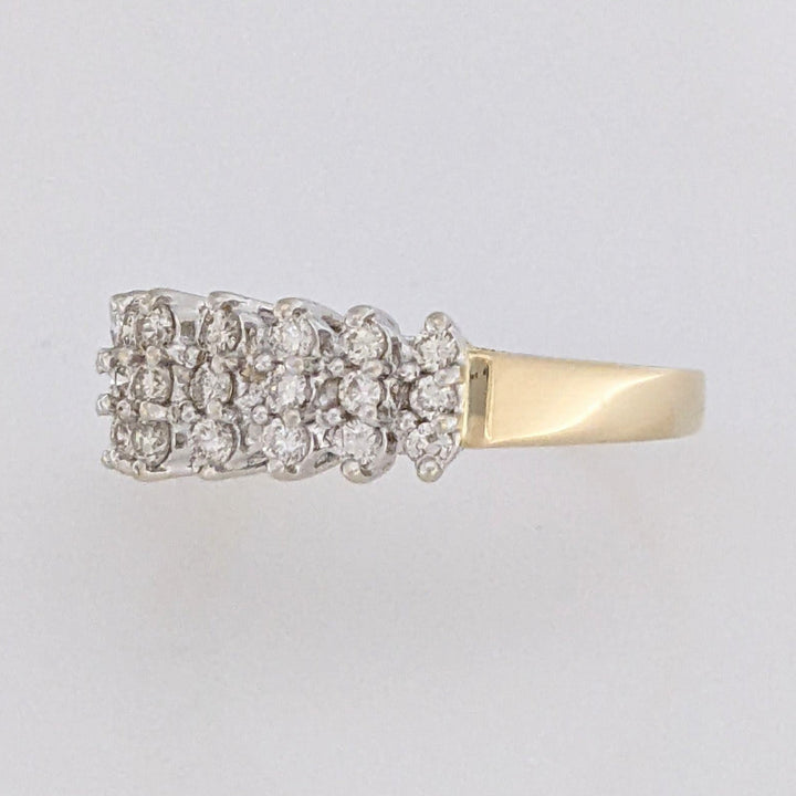 14K .55 CARAT TOTAL WEIGHT SI1 I DIAMOND ROUND (27) 3-ROW ESTATE RING 3.3 GRAMS
