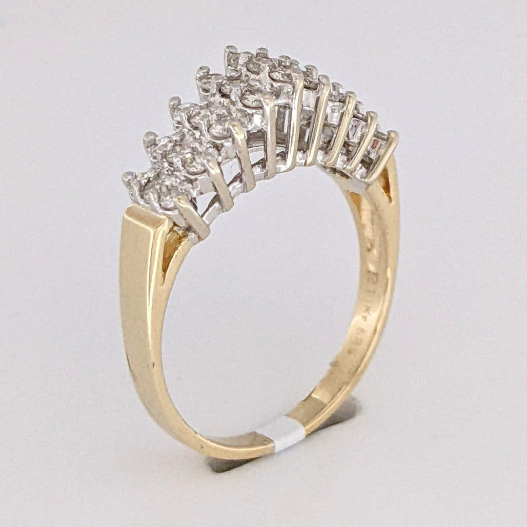 14K .55 CARAT TOTAL WEIGHT SI1 I DIAMOND ROUND (27) 3-ROW ESTATE RING 3.3 GRAMS