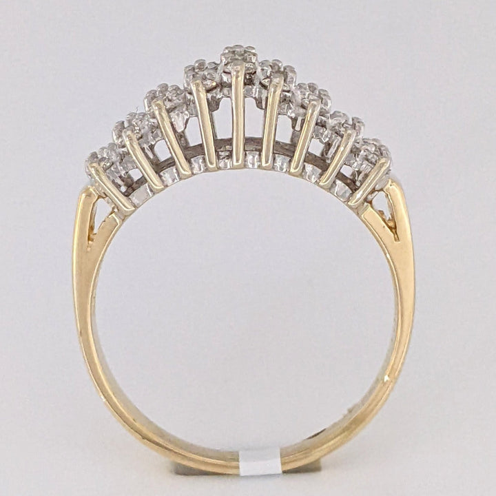 14K .55 CARAT TOTAL WEIGHT SI1 I DIAMOND ROUND (27) 3-ROW ESTATE RING 3.3 GRAMS