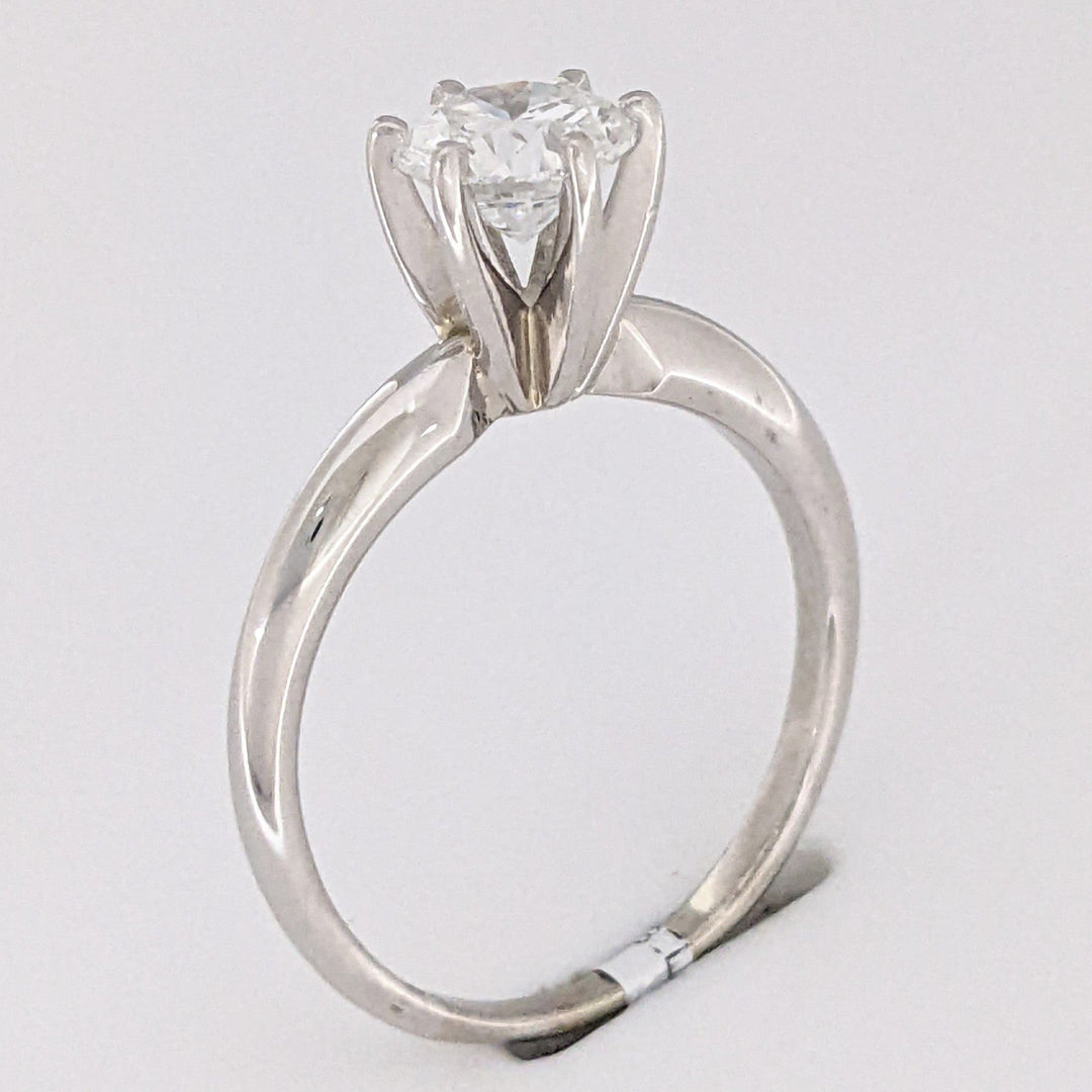 14K WHITE .81 CARAT TOTAL I1 G DIAMOND ROUND ESTATE SOLITAIRE RING 2.6 GRAMS