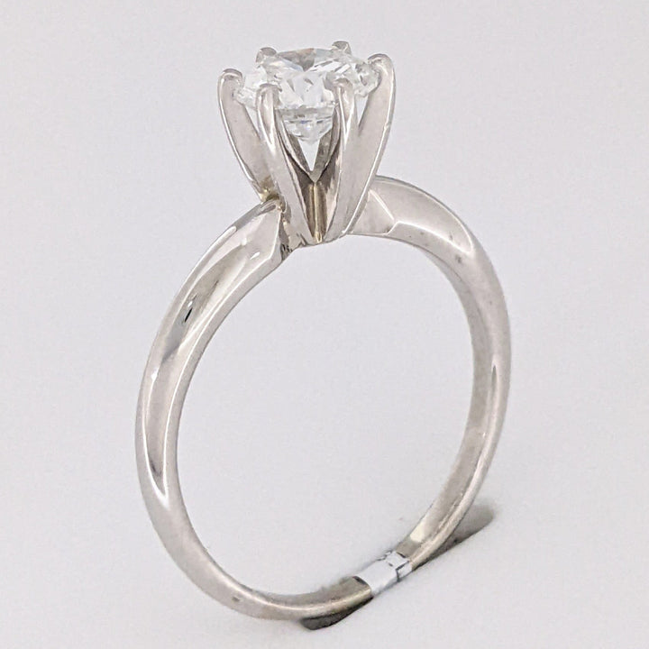 14K WHITE .81 CARAT TOTAL I1 G DIAMOND ROUND ESTATE SOLITAIRE RING 2.6 GRAMS