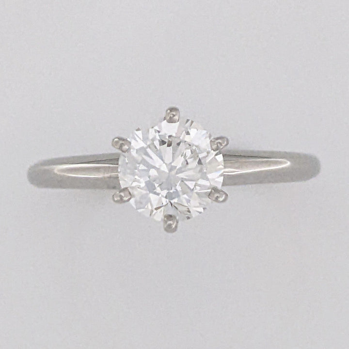 14K WHITE .81 CARAT TOTAL I1 G DIAMOND ROUND ESTATE SOLITAIRE RING 2.6 GRAMS