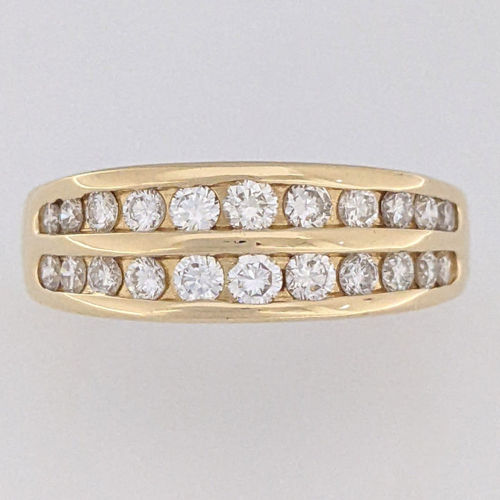 18K 1.02 CARAT TOTAL WEIGHT SI2 I DIAMOND ROUND (22) 2-ROW ESTATE CHANNEL BAND 8.3 GRAMS