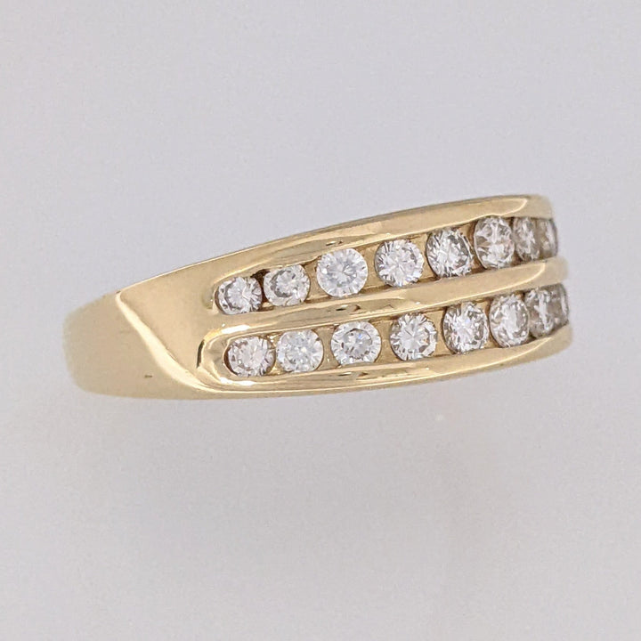 18K 1.02 CARAT TOTAL WEIGHT SI2 I DIAMOND ROUND (22) 2-ROW ESTATE CHANNEL BAND 8.3 GRAMS