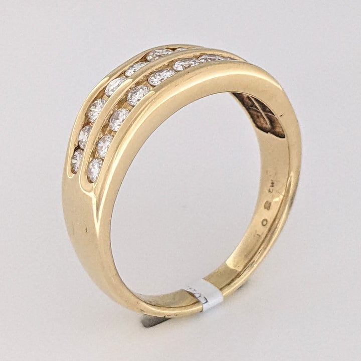 18K 1.02 CARAT TOTAL WEIGHT SI2 I DIAMOND ROUND (22) 2-ROW ESTATE CHANNEL BAND 8.3 GRAMS