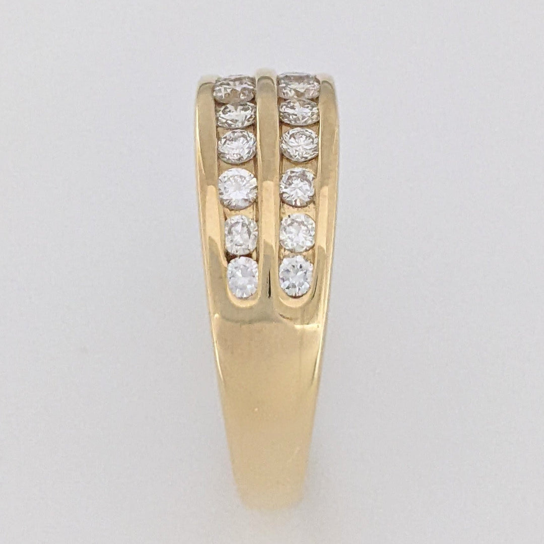 18K 1.02 CARAT TOTAL WEIGHT SI2 I DIAMOND ROUND (22) 2-ROW ESTATE CHANNEL BAND 8.3 GRAMS