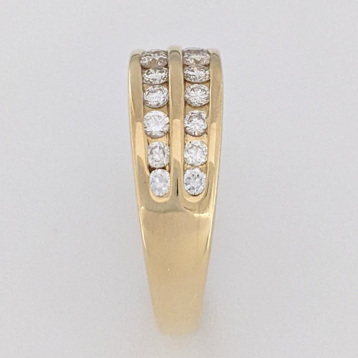 18K 1.02 CARAT TOTAL WEIGHT SI2 I DIAMOND ROUND (22) 2-ROW ESTATE CHANNEL BAND 8.3 GRAMS