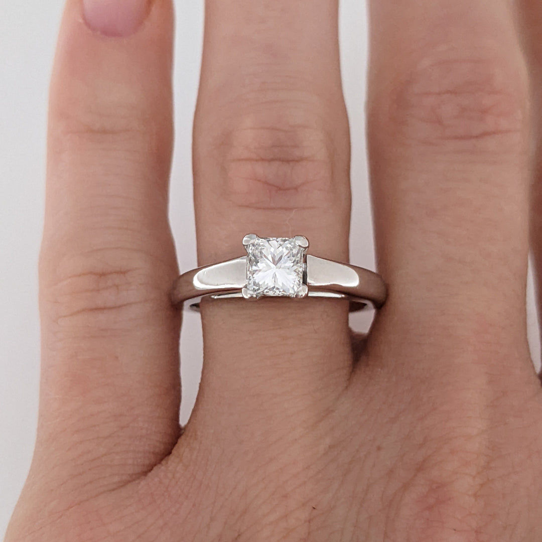 14K WHITE .70 CARAT TOTAL SI2 H DIAMOND PRINCESS CUT ESTATE RING 4.6 GRAMS
