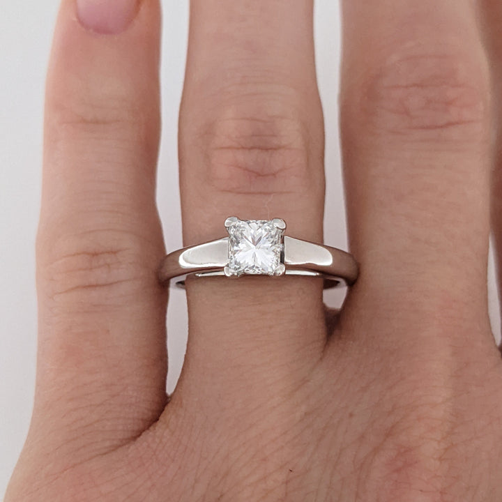 14K WHITE .70 CARAT TOTAL SI2 H DIAMOND PRINCESS CUT ESTATE RING 4.6 GRAMS