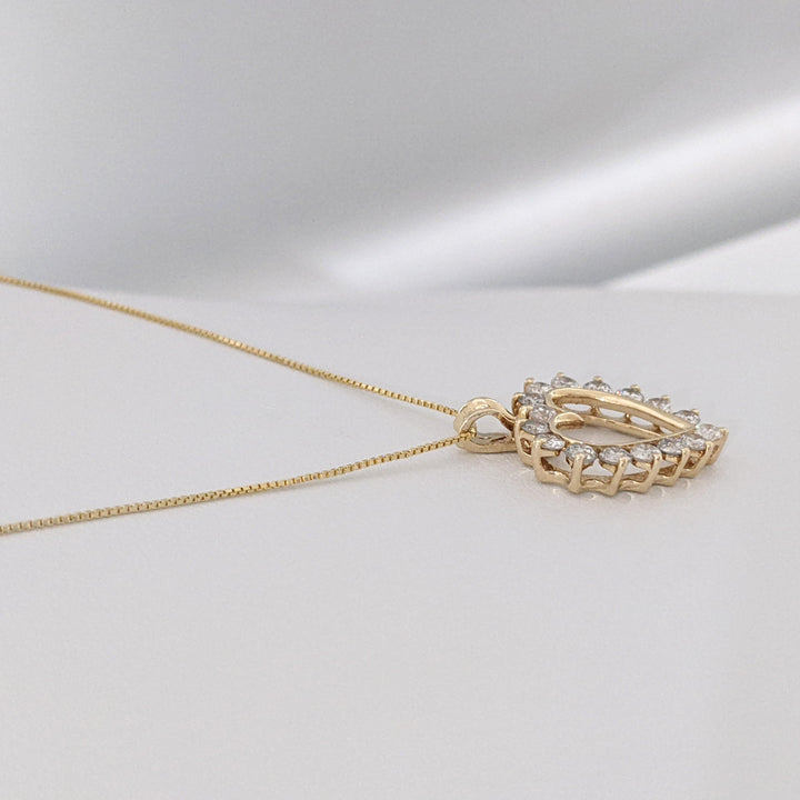 14K .80 CARAT TOTAL WEIGHT I1 H DIAMOND ROUND (16) ESTATE HEART PENDANT & CHAIN 2.7 GRAMS