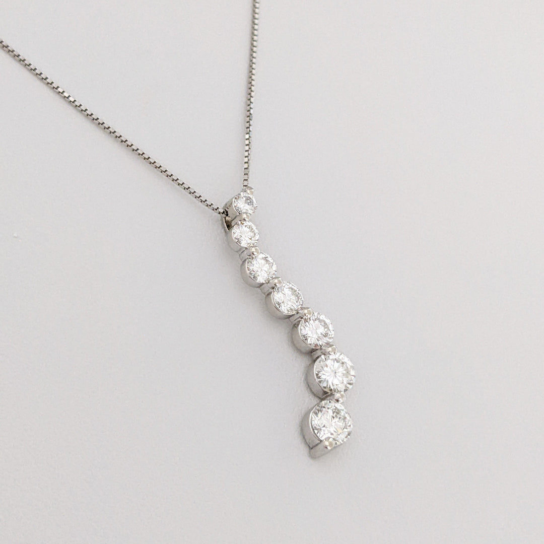 14K WHITE 1.34 CARAT TOTAL WEIGHT SI1-SI2 H DIAMOND ROUND (6) ESTATE JOURNEY PENDANT & CHAIN 3.2 GRAMS