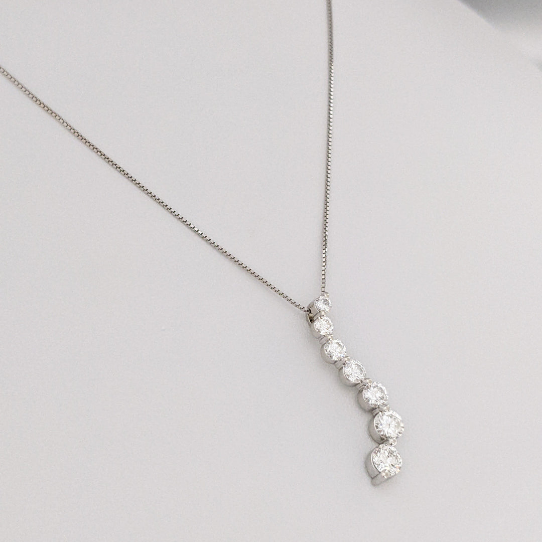 14K WHITE 1.34 CARAT TOTAL WEIGHT SI1-SI2 H DIAMOND ROUND (6) ESTATE JOURNEY PENDANT & CHAIN 3.2 GRAMS