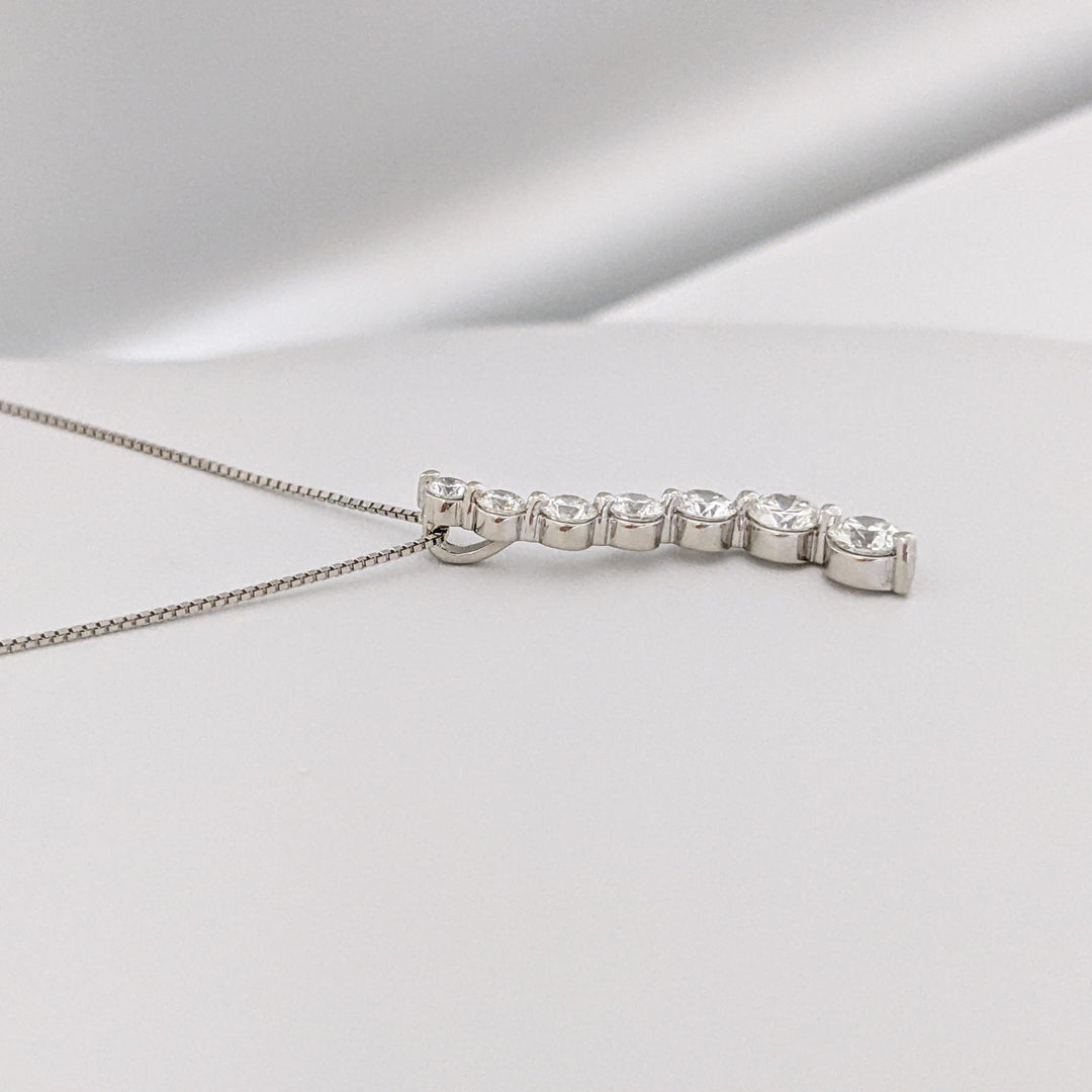 14K WHITE 1.34 CARAT TOTAL WEIGHT SI1-SI2 H DIAMOND ROUND (6) ESTATE JOURNEY PENDANT & CHAIN 3.2 GRAMS