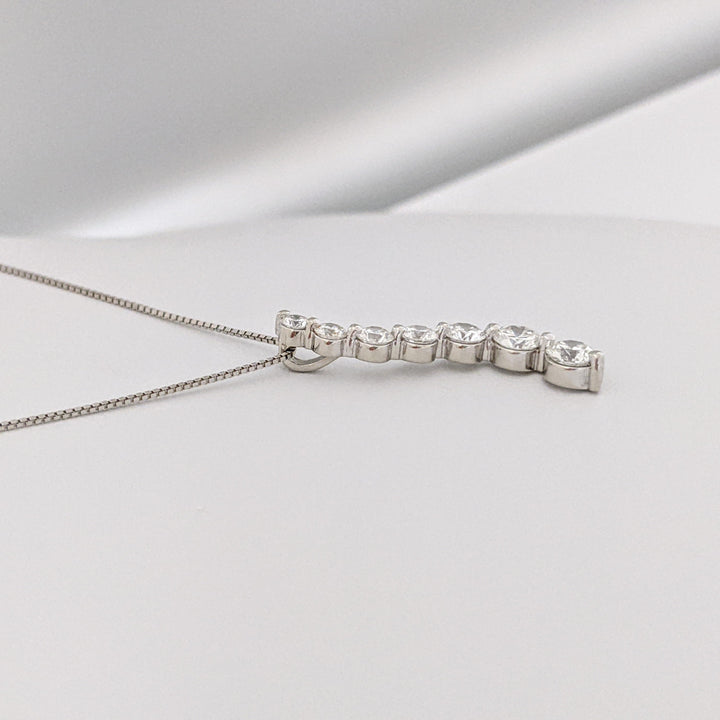 14K WHITE 1.34 CARAT TOTAL WEIGHT SI1-SI2 H DIAMOND ROUND (6) ESTATE JOURNEY PENDANT & CHAIN 3.2 GRAMS