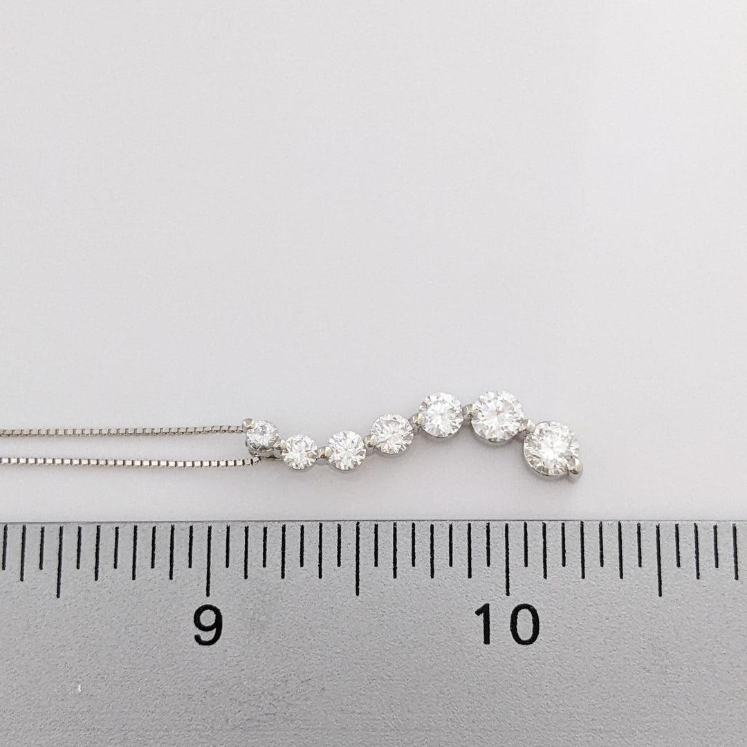 14K WHITE 1.34 CARAT TOTAL WEIGHT SI1-SI2 H DIAMOND ROUND (6) ESTATE JOURNEY PENDANT & CHAIN 3.2 GRAMS