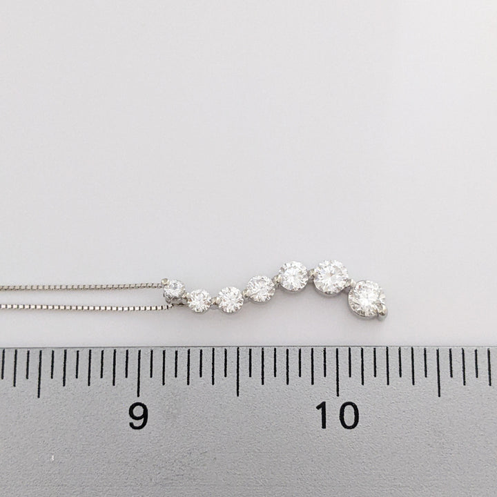 14K WHITE 1.34 CARAT TOTAL WEIGHT SI1-SI2 H DIAMOND ROUND (6) ESTATE JOURNEY PENDANT & CHAIN 3.2 GRAMS