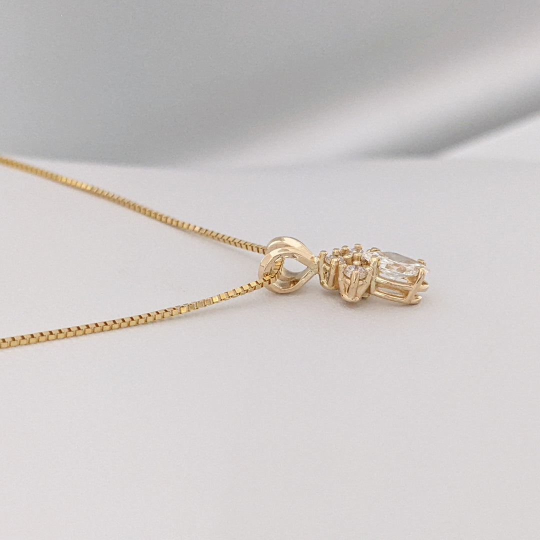 14K .38 CARAT TOTAL WEIGHT VS2-SI2 H DIAMOND MARQUISE (1) ROUND (3) ESTATE PENDANT & CHAIN 2.2 GRAMS