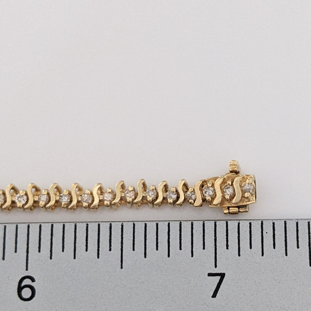 14K .80 CARAT TOTAL WEIGHT I1 I DIAMOND ROUND (64) S- LINK ESTATE BRACELET 7.6 GRAMS