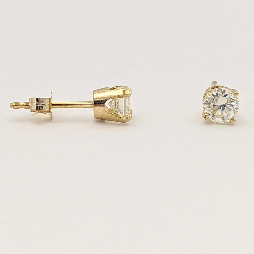 14K .46 CARAT TOTAL WEIGHT SI2 I DIAMOND ROUND ESTATE STUD EARRINGS 0.7 GRAMS