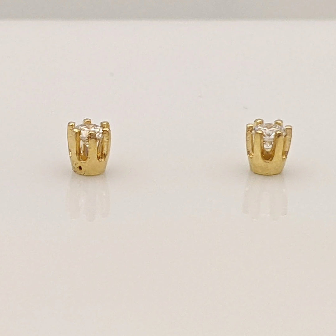 14K .13 CARAT TOTAL WEIGHT SI2 H DIAMOND ROUND ESTATE STUD EARRINGS 0.8 GRAMS