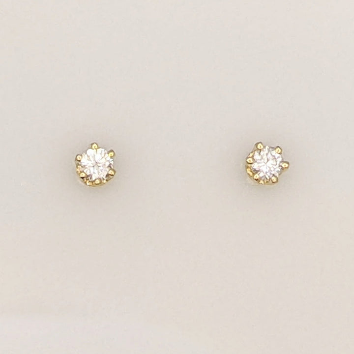 14K .13 CARAT TOTAL WEIGHT SI2 H DIAMOND ROUND ESTATE STUD EARRINGS 0.8 GRAMS