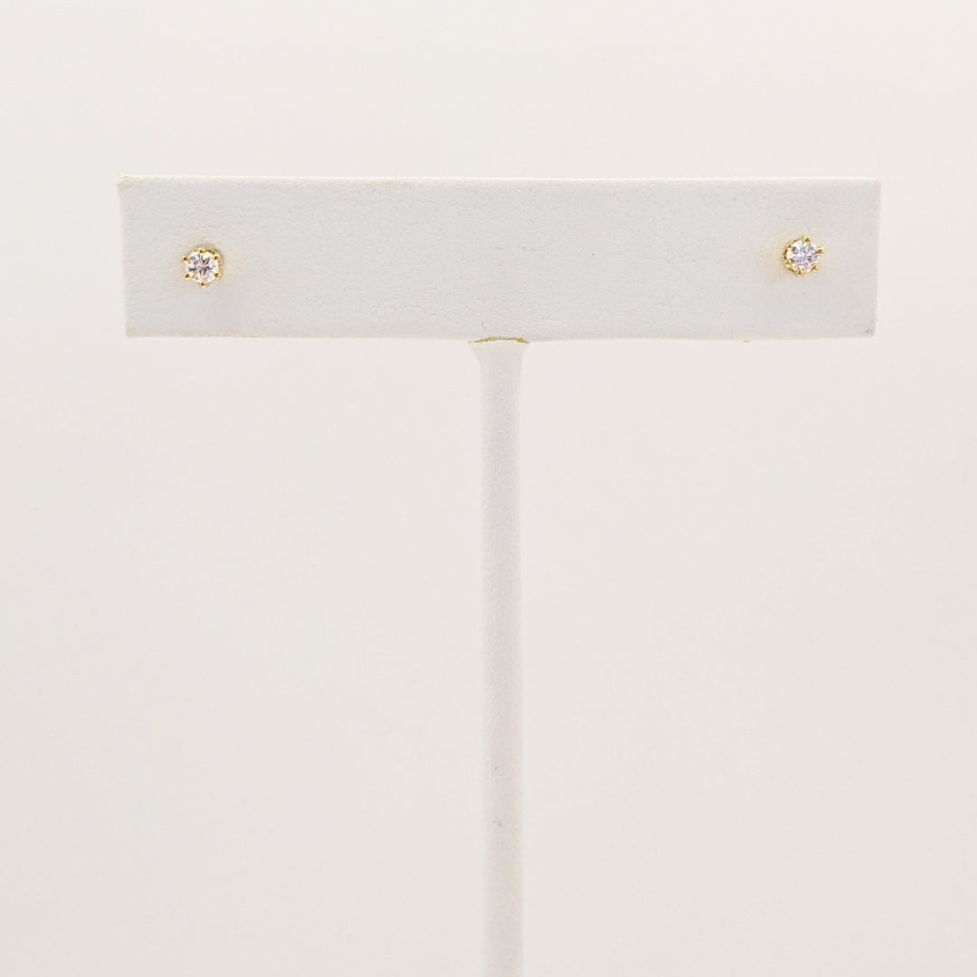 14K .13 CARAT TOTAL WEIGHT SI2 H DIAMOND ROUND ESTATE STUD EARRINGS 0.8 GRAMS