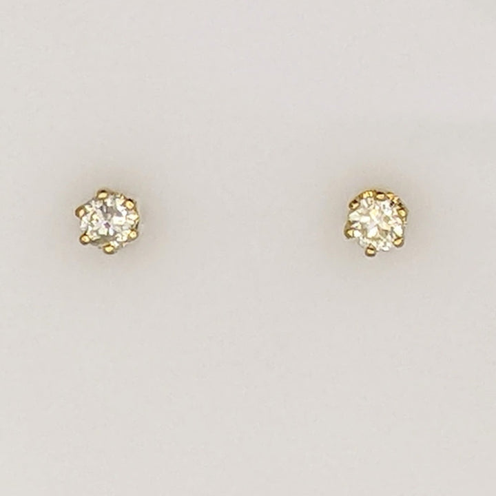 14K .14 CARAT TOTAL WEIGHT I1 I DIAMOND ROUND ESTATE STUD EARRINGS 0.6 GRAMS