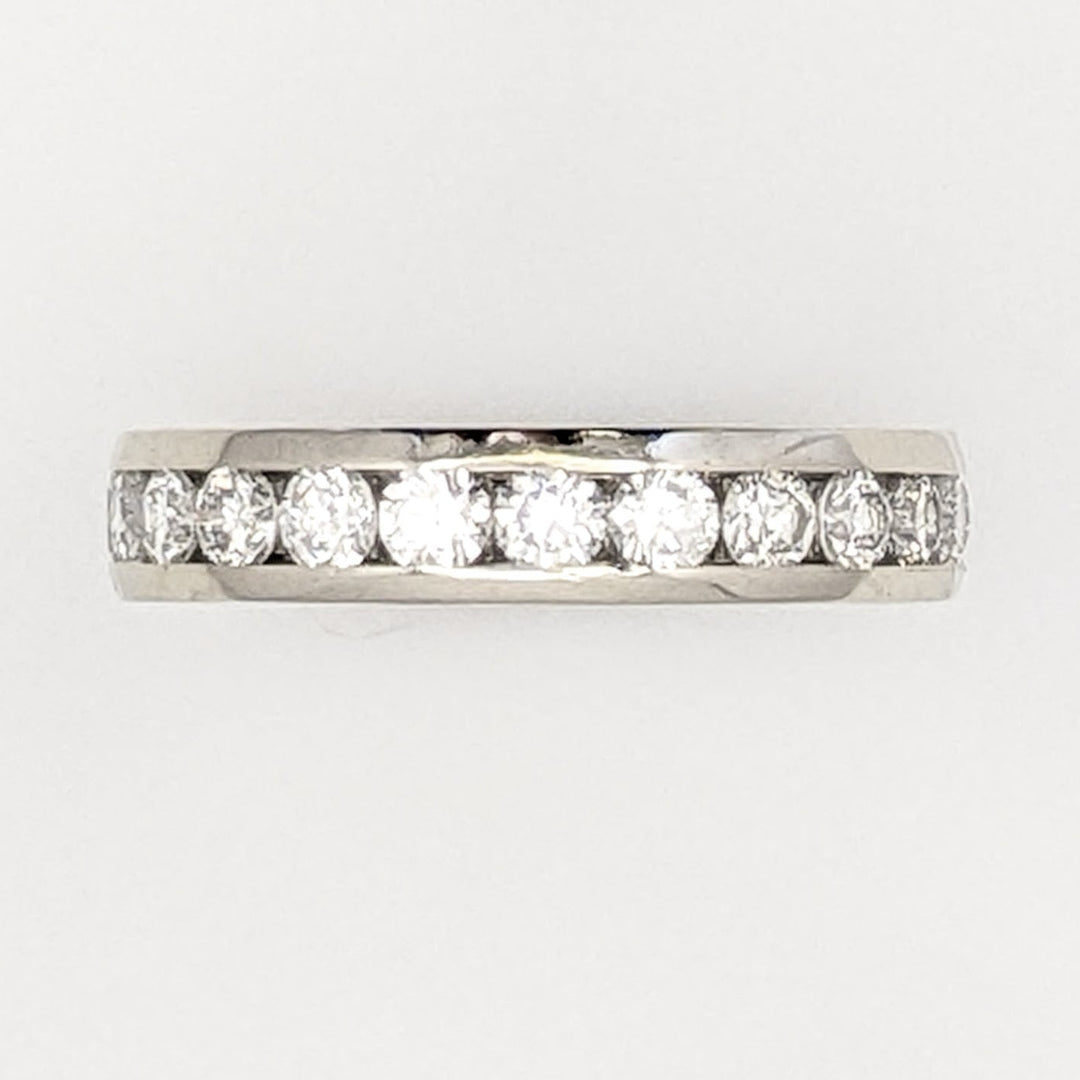 14K WHITE .91 CARAT TOTAL WEIGHT SI2 I DIAMOND ROUND (14) ESTATE CHANNEL BAND 4.6 GRAMS