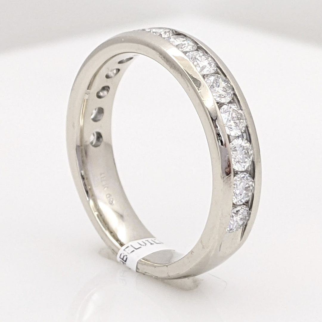 14K WHITE .91 CARAT TOTAL WEIGHT SI2 I DIAMOND ROUND (14) ESTATE CHANNEL BAND 4.6 GRAMS