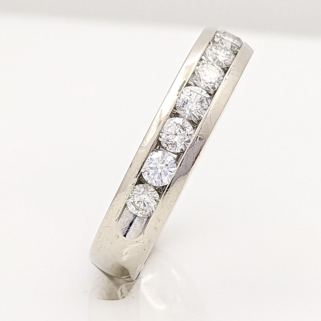 14K WHITE .91 CARAT TOTAL WEIGHT SI2 I DIAMOND ROUND (14) ESTATE CHANNEL BAND 4.6 GRAMS
