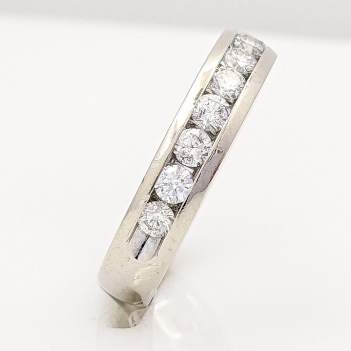 14K WHITE .91 CARAT TOTAL WEIGHT SI2 I DIAMOND ROUND (14) ESTATE CHANNEL BAND 4.6 GRAMS